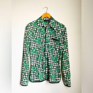 Joel California 70s green floral button up shirt